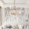 LNC Eternal 3-Light 15.5" Glam Drum Small Chandelier, Matte Gold with Textured Glass - 2 of 4