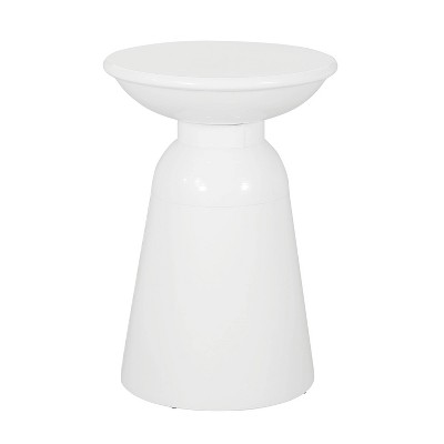 Pelon Outdoor Round Iron Side Table White - Christopher Knight Home: Modern Patio Furniture, No Assembly Required