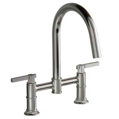 Modern Double-Handle 2-Holes Deck Mount Bridge Kitchen Faucet With 360 Swivel Spout Sink Faucet