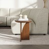 POVISON 19.69'' Mid-century Modern Round Side Table, Minimalist End Table, Walnut Color - 2 of 4