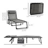 Reclining Chaise Lounge Chair, Portable Sun Lounger, Folding Camping Cot with Adjustable Backrest and Removable Pillow, for Patio, Garden, Beach - 3 of 4