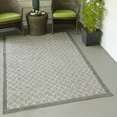 Charcoal Geometric 47'' Synthetic Outdoor Rug