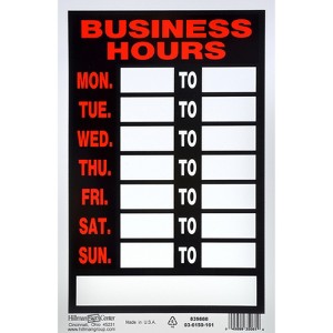 Hillman English Black Hours Sign 12 in. H X 8 in. W - Case of 6 - 1 of 1