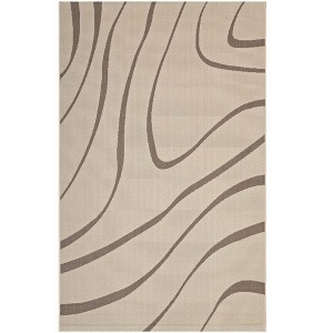 Modway Surge Abstract Area Rug 5x8 – Indoor/Outdoor Swirl Pattern in Light & Dark Beige, Durable Low Pile Polypropylene - 1 of 4