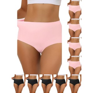 INSPIRE CHIC Women's Elastic High-Waisted Unlined Breathable No-Show Hipster Underwear 10 Packs - 1 of 4