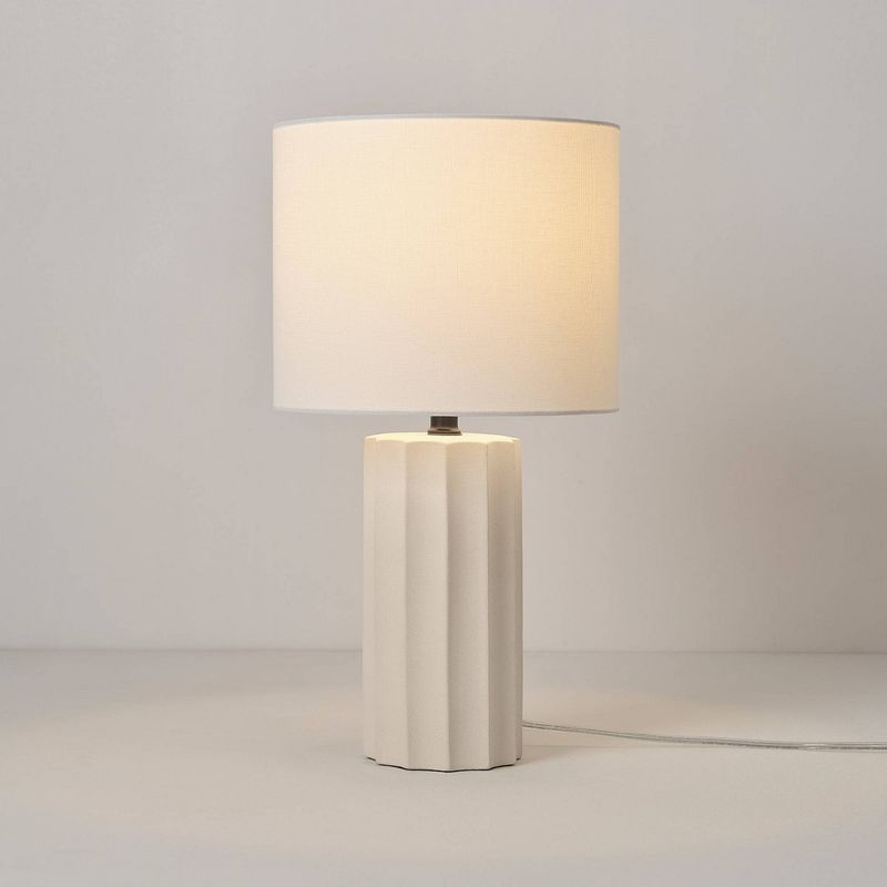 20&#34; Doris Ribbed Concrete Finish Table Lamp with White Linen Shade - Globe Electric, 5 of 9