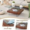 NicBex Modern 2-Tier Square Coffee Table with Storage, Clear Tempered Glass Top & Texture Open Shelf,Center Table for Living Room - 4 of 4