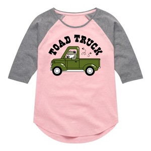 Girls' - Instant Message - Toad Truck Shirt Tail Raglan Graphic T-shirt - 1 of 4