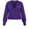 Women's Plus Size Fluffy Button Cardigan - royal purple | CITY CHIC - 4 of 4