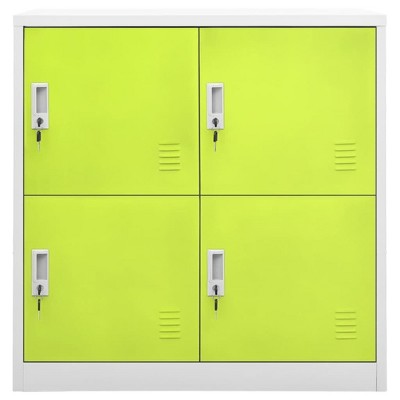 vidaXL Steel Locker Cabinet - Gray and Green, Modern Design, 35.4"x17.7"x36.4", with 4 Lockers, Suitable for School, Office, Home Storage