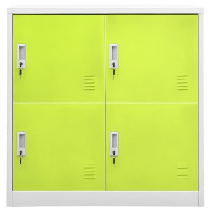 vidaXL Steel Locker Cabinet - Gray and Green, Modern Design, 35.4"x17.7"x36.4", with 4 Lockers, Suitable for School, Office, Home Storage - 1 of 4