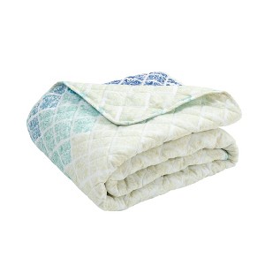 50"x60" Medallion Ombre Throw Blanket Blue/Navy Single - Lush Décor: Reversible, Microfiber, Coastal Style - 1 of 4