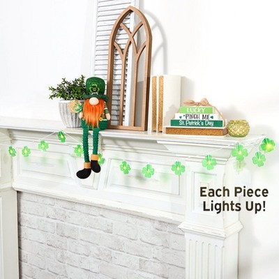 The Lakeside Collection St Patricks Garland Green Shamrock 20 Light Count Decor