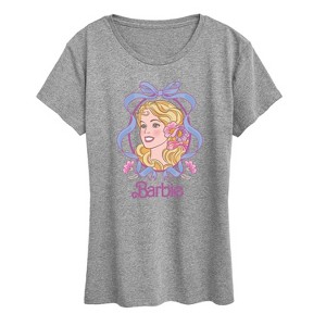 Women's - Barbie - Portrait Floral Coquette Bow Short Sleeve Graphic T-Shirt - 1 of 4