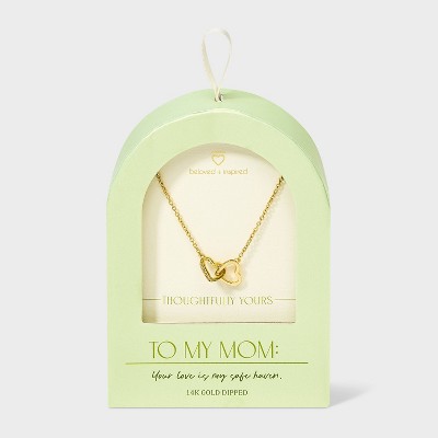Beloved + Inspired 14K Gold Dipped Interlocking Cubic Zirconia Hearts Pendant Necklace - Gold