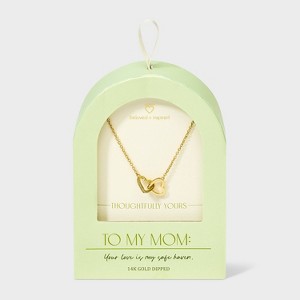 Beloved + Inspired 14K Gold Dipped Interlocking Cubic Zirconia Hearts Pendant Necklace - Gold: Brass, 16" Length, Lobster Claw Clasp - 1 of 4