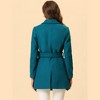 INSPIRE CHIC Women's Notch Lapel Double Breasted Belted Mid Long Outwear Winter Coat - 4 of 4