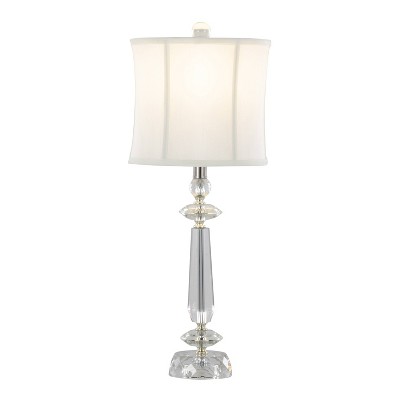 Set of 2 White Crystal Table Lamps with Chrome Details