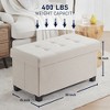 Ornavo Home Foldable Tufted 30 Inch Linen Bench Storage Ottoman with Legs - 2 of 4