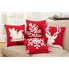 Santa's Sleigh Design Cotton Blend Square Throw Pillow Red - Saro Lifestyle: Embroidered Festive Decor - 3 of 3