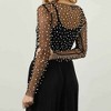 Chic Long Sleeve Sheer Top with Pearl Details - Non-Stretch Polyamide Layering Essential Cherie Code - 2 of 4