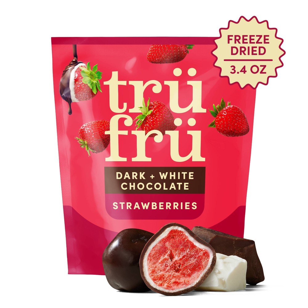 Tru Fru Freeze Dried Strawberries in Dark & White Chocolate - 3.4 oz