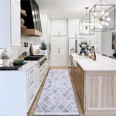 Machine Washable Area Rug Boho Low Pile Rug Geometric Trellis Non Slip Backing Rug Foldable Ultra-Thin Carpet