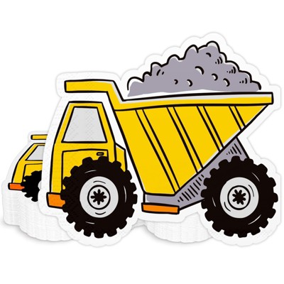 DYLIVeS Construction Theme Party,Truck Cocktail Party Napkins,Disposable Paper Napkins for Construction Shape Birthday Party Supplies Decoration