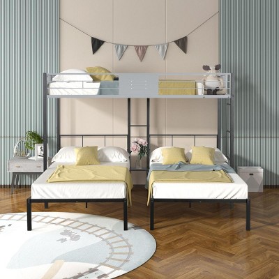 Streamdale Triple Bunk Bed with Vent Board, Metal Frame, Noise-Free Slats, Separable