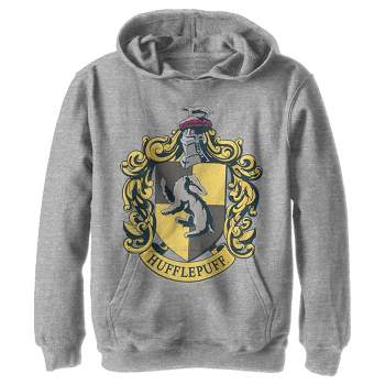 Men\'s Harry Potter Hufflepuff Crest Target Pull House Over Hoodie 
