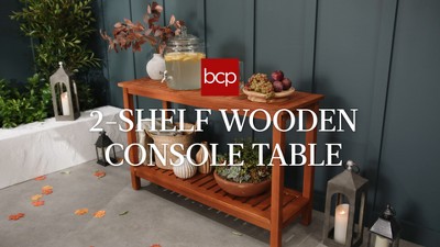 Eucalyptus 50'' Gray 2-Shelf Indoor/Outdoor Console Table with Storage