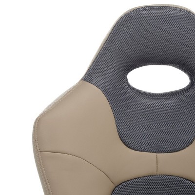 High-Back Racing Desk Chair in Gray and Black with Metal Frame
