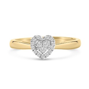 Haus of Brilliance 14K Yellow Gold Plated Silver 1/10 Cttw Round-Cut Diamond Heart Engagement Ring - 1 of 4