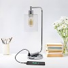 Creekwood Home Vintage Vantage 18.8" Curved Arm Desk Lamp with Glass Shade and USB Ports - 2 of 4