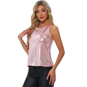 INSPIRE CHIC Women's Metallic Sleeveless Club Party Shiny Tank Top - 1 of 4