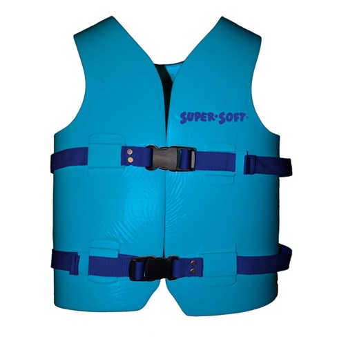 TRC Recreation Super Soft Child Size Medium Life Jacket USCG Approved Vinyl  Coated Foam Swim Vest for Kids Swimming Pool and Beach Gear, Marina Blue