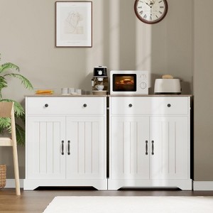 29.5" Modern Sideboard Buffet Cabinet, Modern Coffee Bar Buffet Table, Adjustable Shelves, Wood Kitchen Pantry, for Living Room, Entryway - 1 of 4