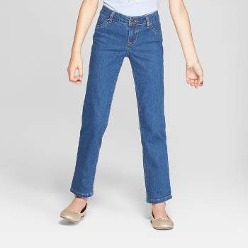 Girls' Mid-Rise Pull-On Flare Jeans - Cat & Jack™ Light Wash 6