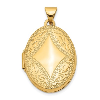 Black Bow Jewelry 14k Yellow Gold 21mm Textured Oval Locket