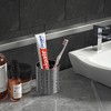 Basicwise Round Metal Utensil Holder – Countertop Organizer with Drain Holes for Spoons, Spatulas, Cutlery & More, Stylish Silver Kitchen Storage - 3 of 4