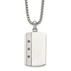 Chisel Stainless Steel Brushed and Polished Black Cubic Zirconia Dog Tag Necklace 20" Box Chain - 2 of 4