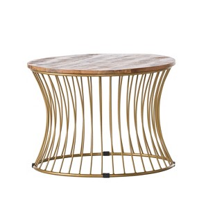 GDFStudio Fenkell Boho Handmade Mango Wood and Iron Coffee Table, Natural and Gold - 1 of 4
