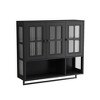 GDFStudio Kaelith 34.65'' Modern Rubberwood Bathroom Wall Cabinet with 3 Glass Doors, Storage Compartments and Towel Bar - 4 of 4