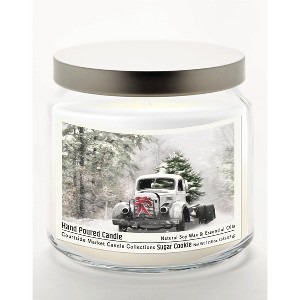 Courtside Market Snowy Christmas Truck ugar Cookie 12.8oz Soy Wax Candle Glass Jar with Brushed Silver Metal Lid - 1 of 3