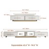 LOVSON 63.4'' to 94.5'' Expandable Stainless Steel Pedestal Entertainment Center, with 4 Drawers & 2 Open Shelf ,for Living Room Media Console,White - 3 of 4