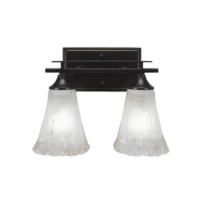 Toltec Lighting Uptowne 2 - Light Vanity in  Dark Granite with 5.5" Fluted Frosted Crystal Shade