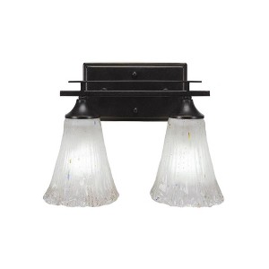 Toltec Lighting Uptowne 2 - Light Vanity in  Dark Granite with 5.5" Fluted Frosted Crystal Shade - 1 of 1