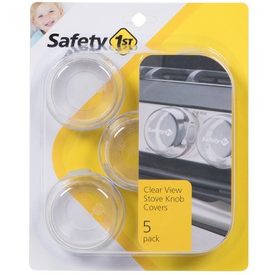 Safety 1st Outlet Cover with Cord Shortener for Baby Proofing with Safety  1st Child Proof Clear View Stove Knob Covers (Set of 5)