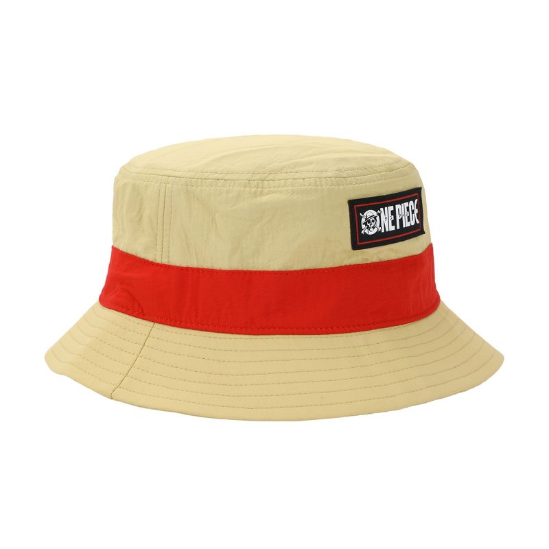 One Piece Live Action Straw Hat Pirate Adult Tan Bucket Hat With Side Pocket, 3 of 7