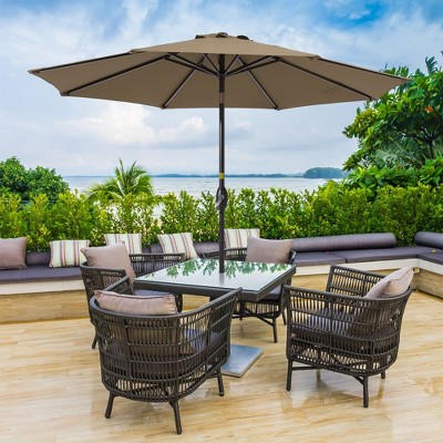 Sonkuki 9 FT Outdoor Patio Umbrella Market Table Umbrella With a Crank for Garden, Deck and Pool